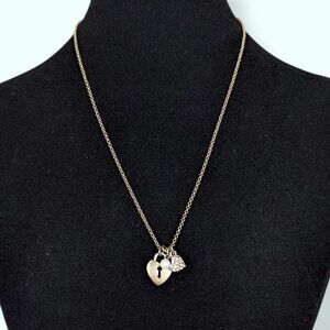 Faux Pear Heart Lock Pendant Necklace